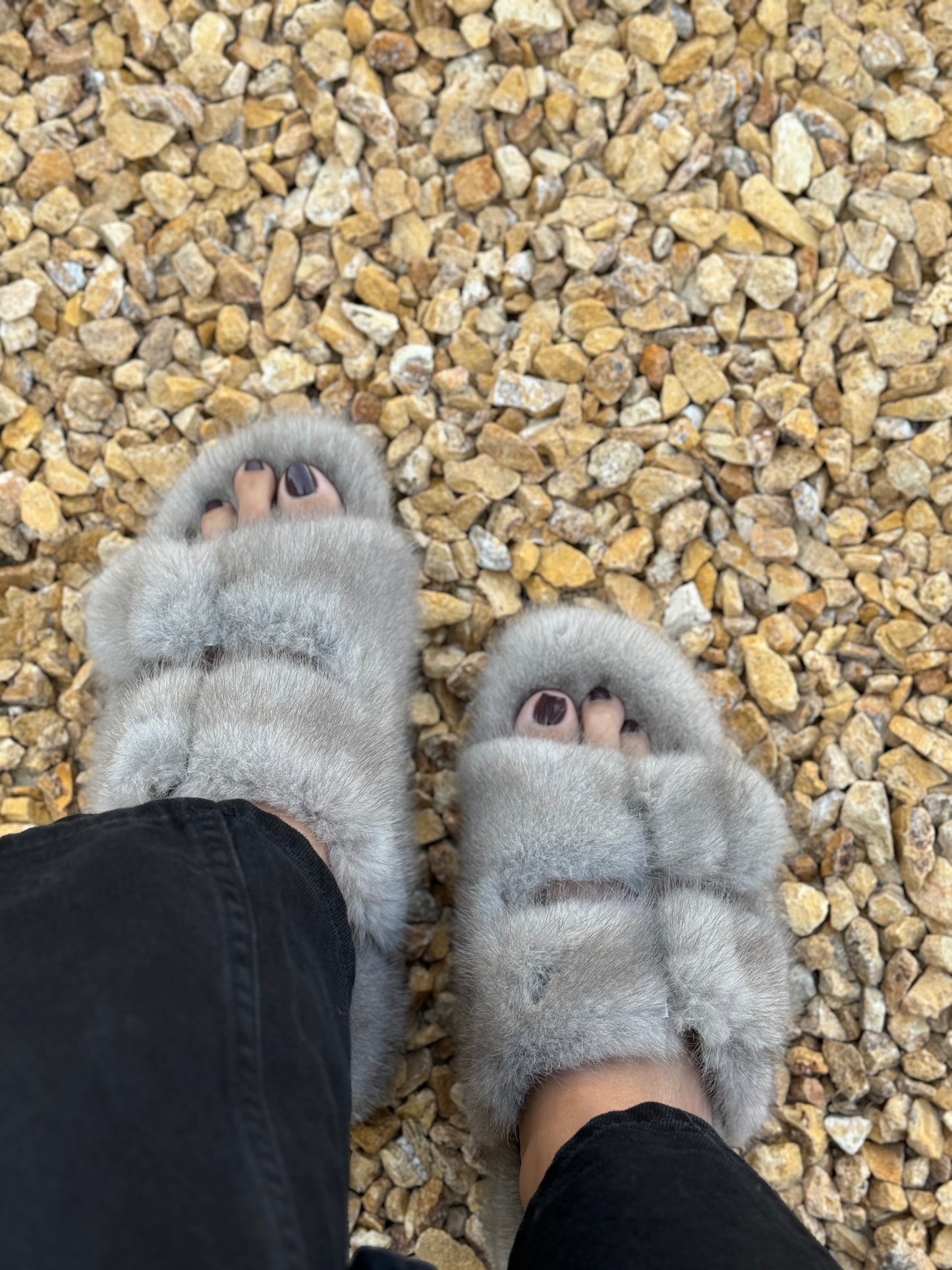 Mink slippers GREY