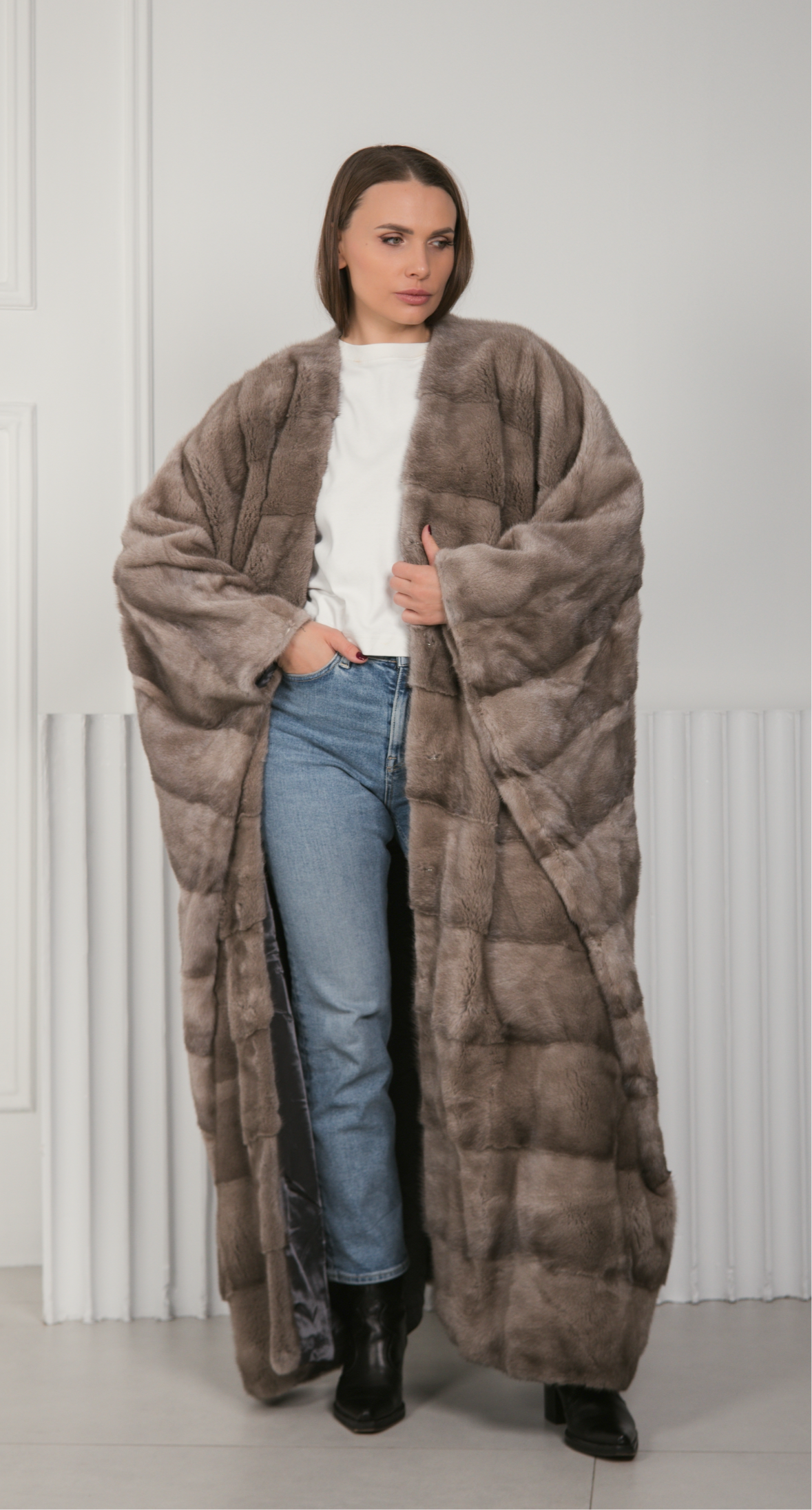 Mink bisht GREY