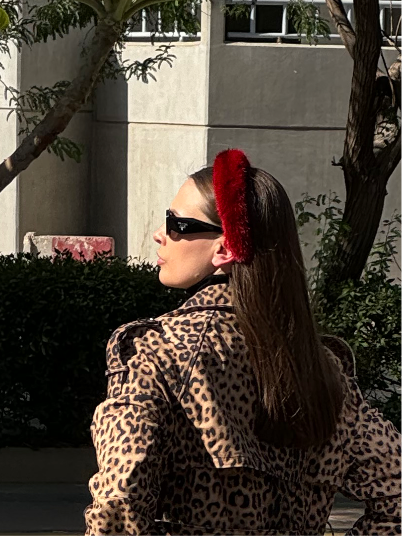 Mink hairband DEEP RED