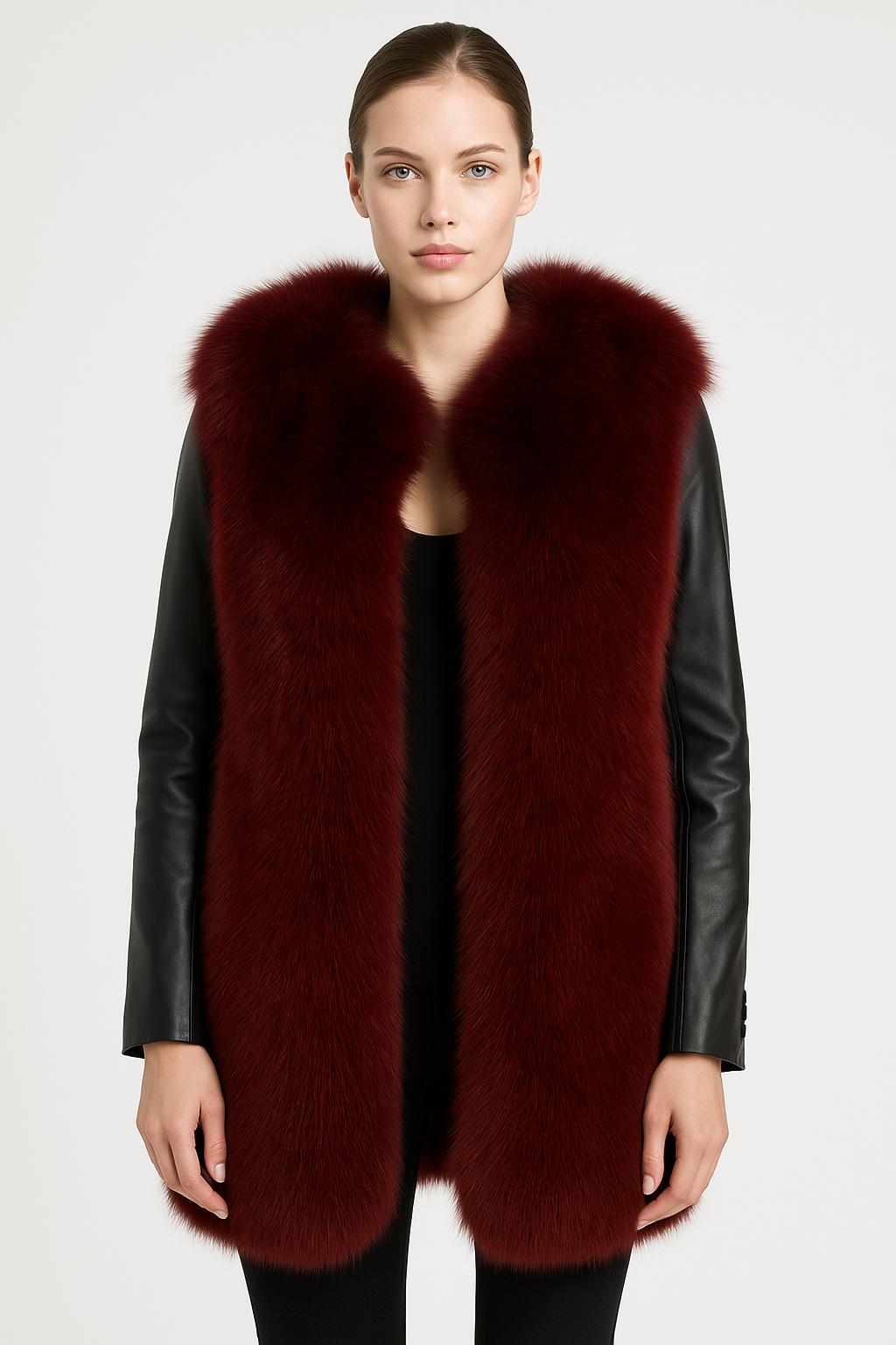 Leather and fox jacket