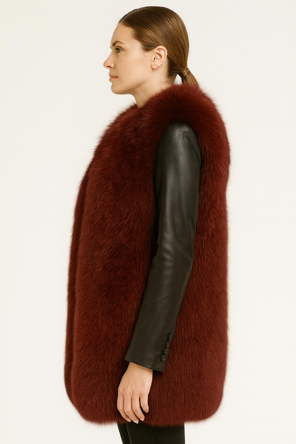Leather and fox jacket