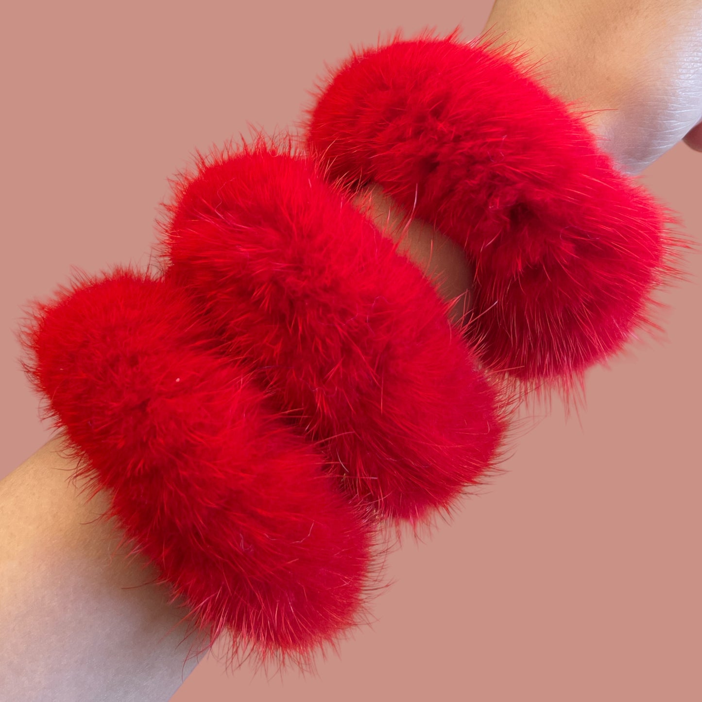 Mink scrunchie DEEP RED