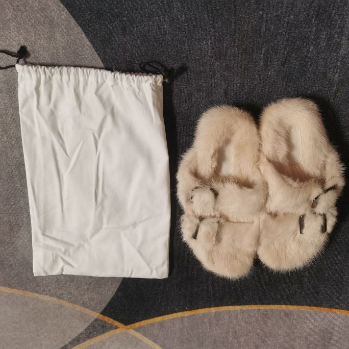 Mink slippers CREAM