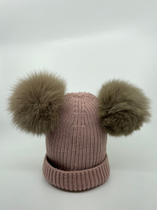 Kids fox pompom beanie