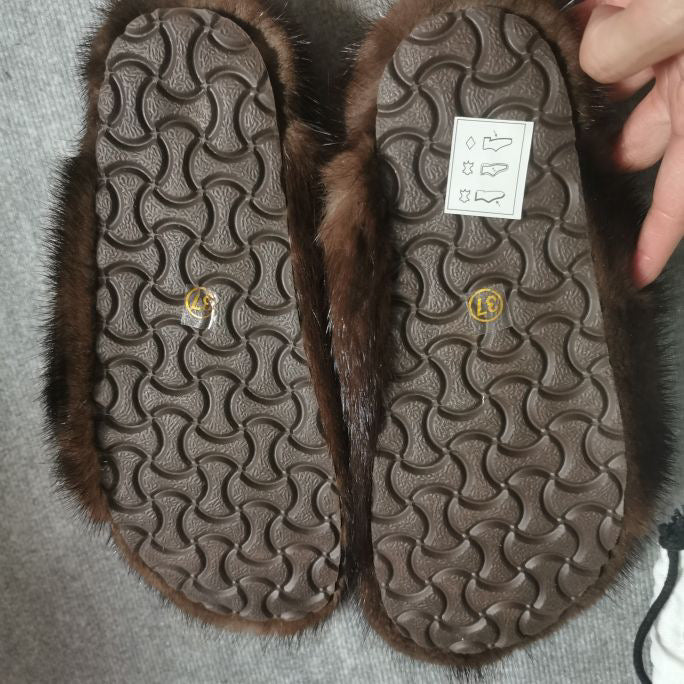 Mink slippers BROWN