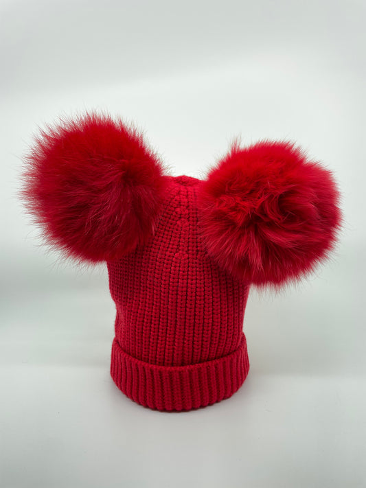 Kids fox pompom beanie