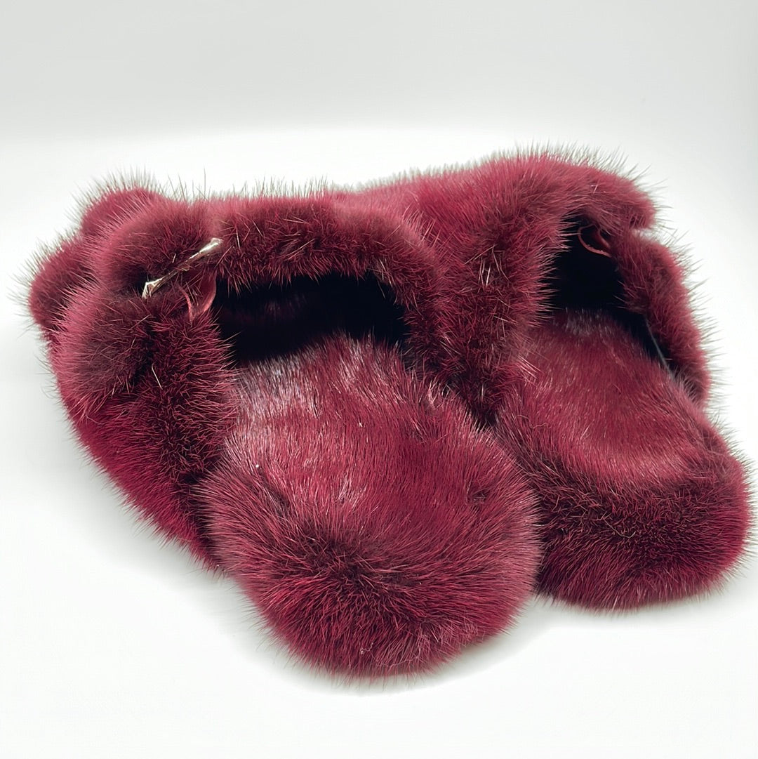 Mink slippers MAROON