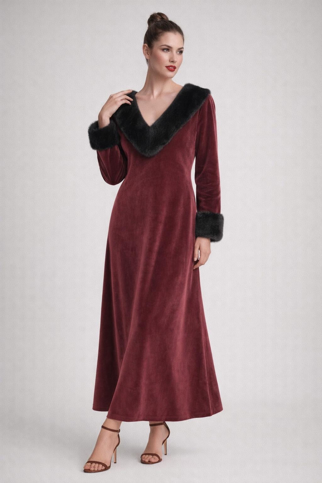 Kaftan (Maroon on Dark Brown)