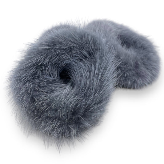 Mink scrunchie SILVER GREY