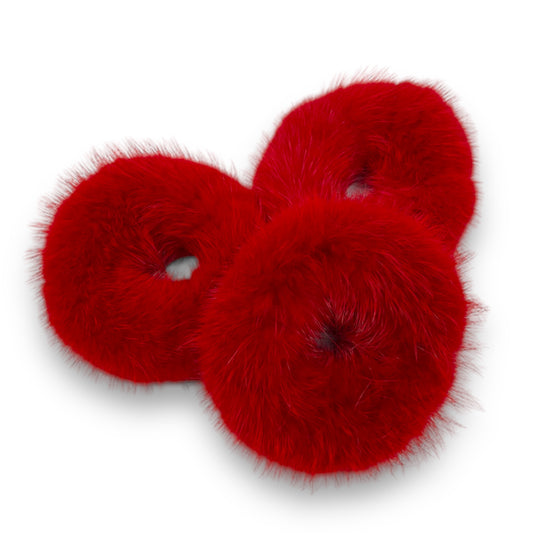 Mink scrunchie DEEP RED