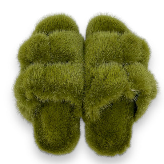 Mink slippers OLIVE