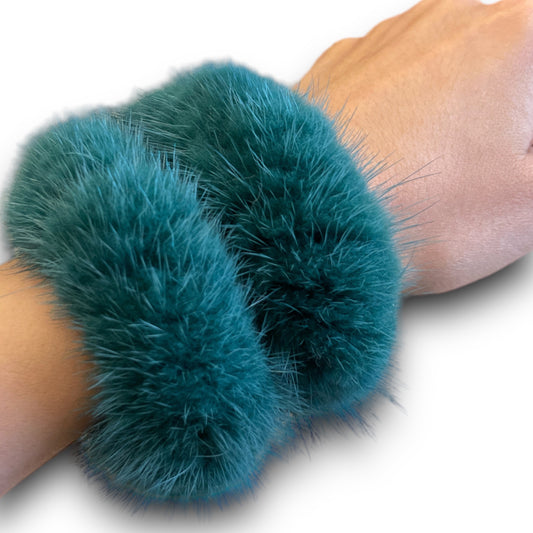 Mink scrunchie DARK TEAL