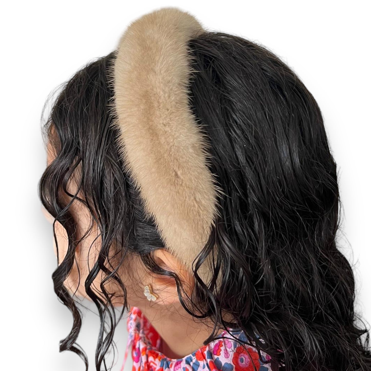 Mink hairband CREAM