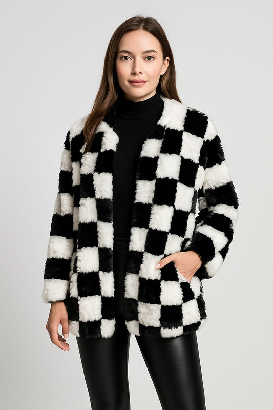 Checkered rabbit cardigan