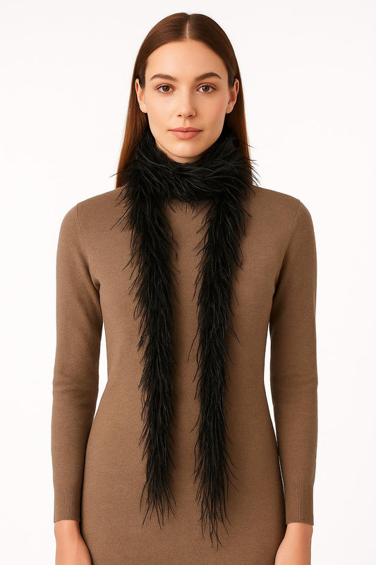 Black feather scarf