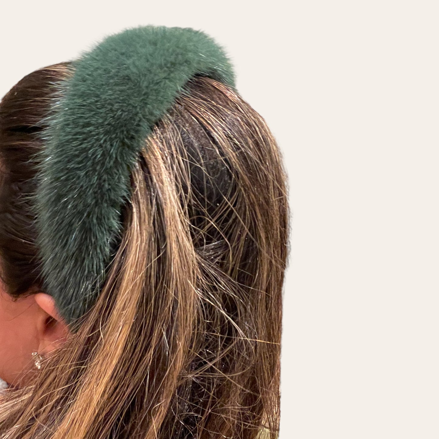 Mink hairband OLIVE