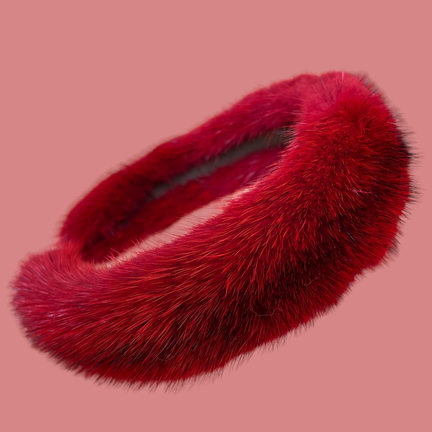 Mink hairband DEEP RED