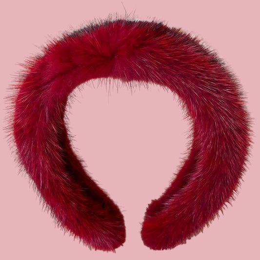 Mink hairband DEEP RED