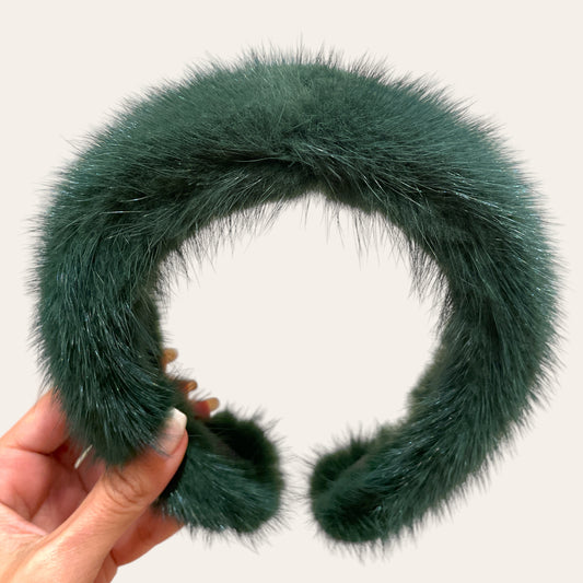 Mink hairband OLIVE