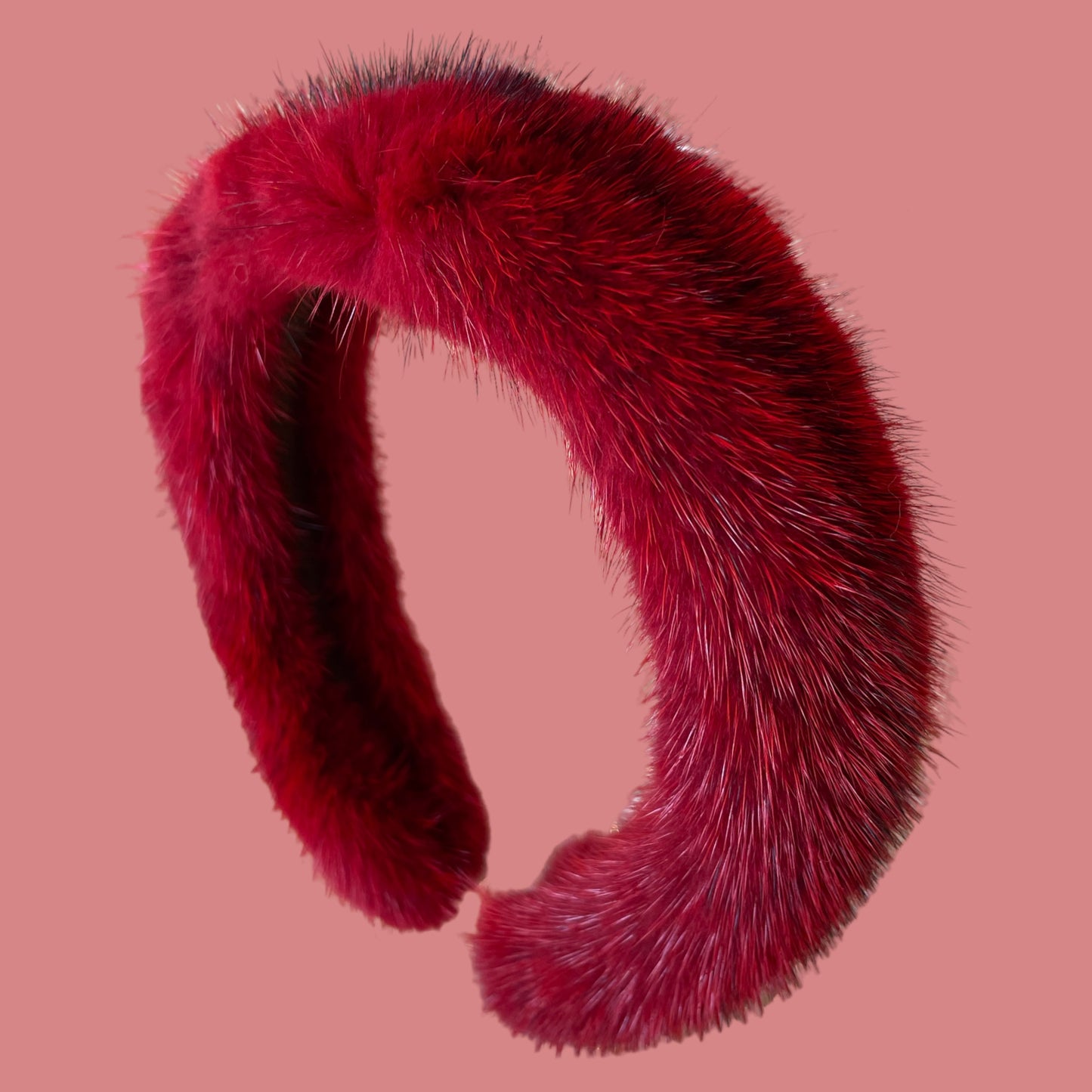 Mink hairband DEEP RED