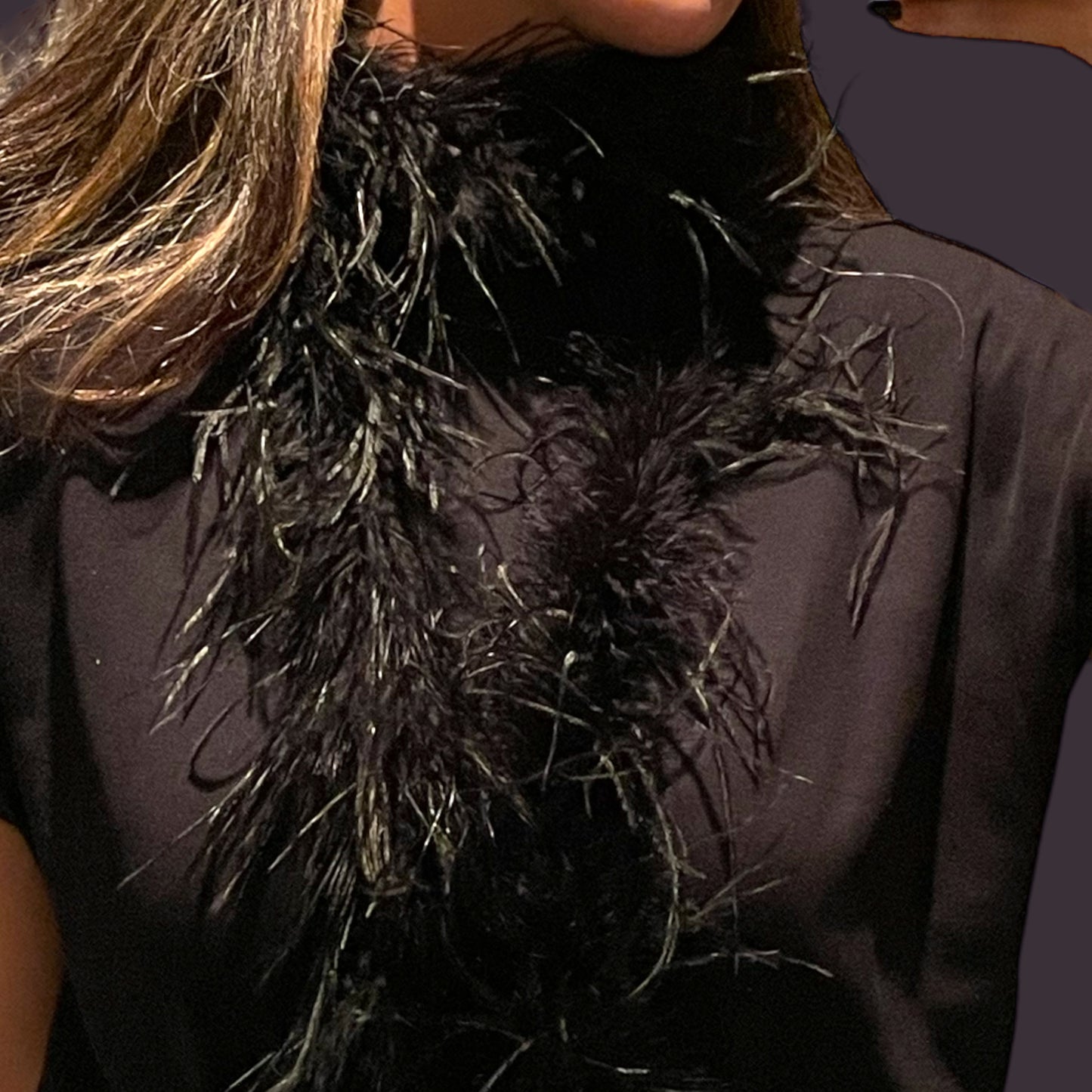 Black feather scarf