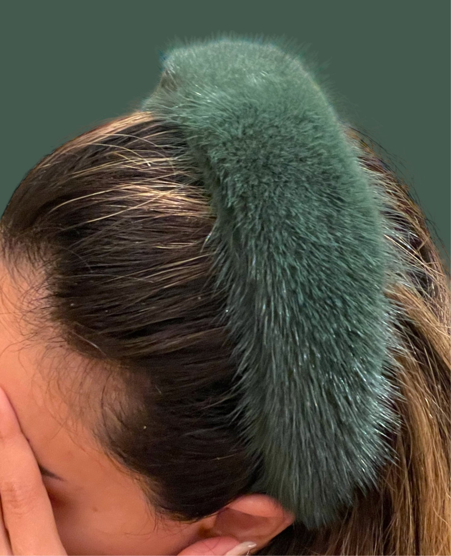 Mink hairband OLIVE