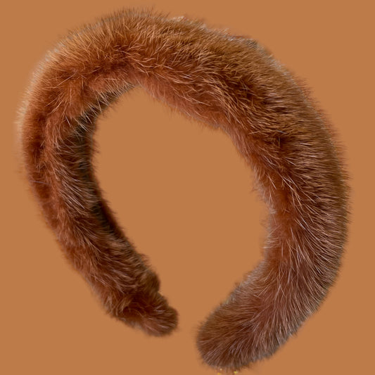 Mink hairband TERRACOTTA