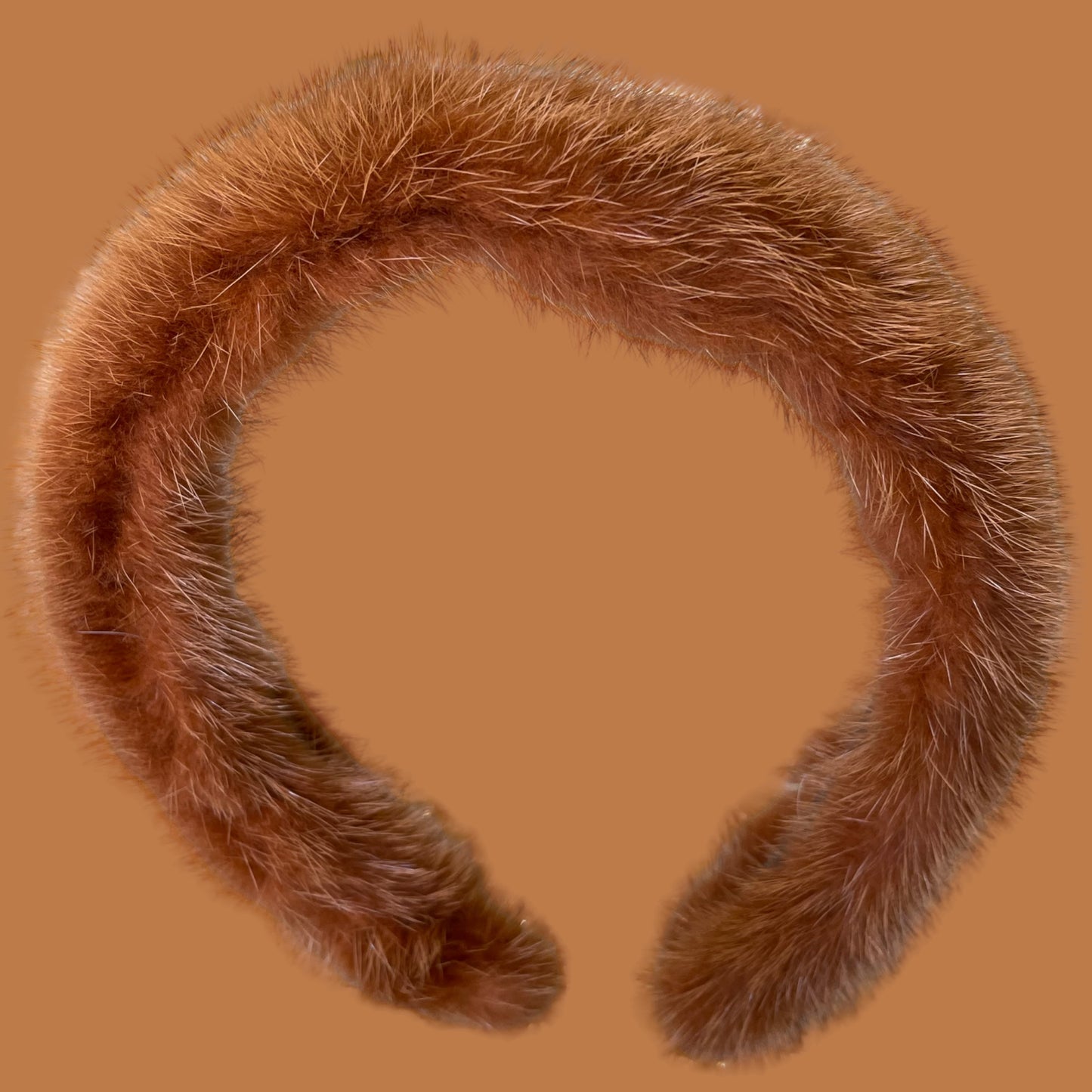 Mink hairband TERRACOTTA