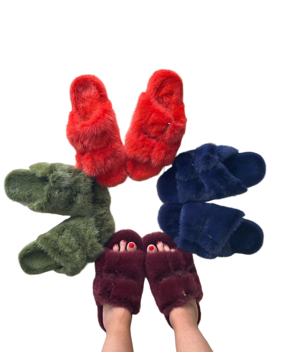 Mink slippers MAROON