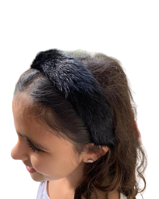 Mink hairband BLACK