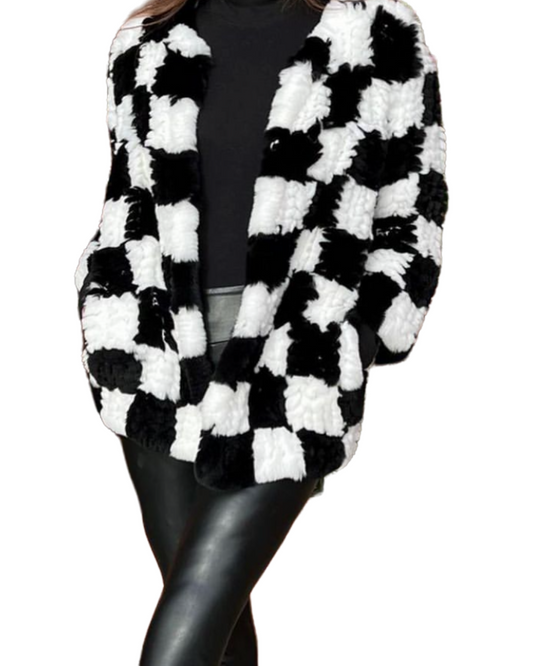 Checkered rabbit cardigan