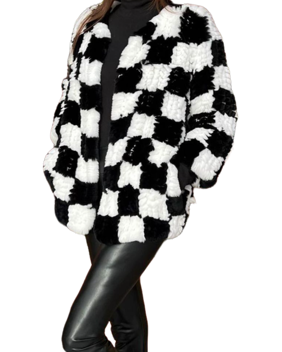 Checkered rabbit cardigan