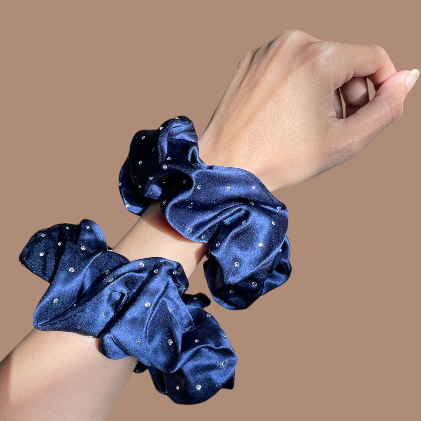 silk bling scrunchie NAVY