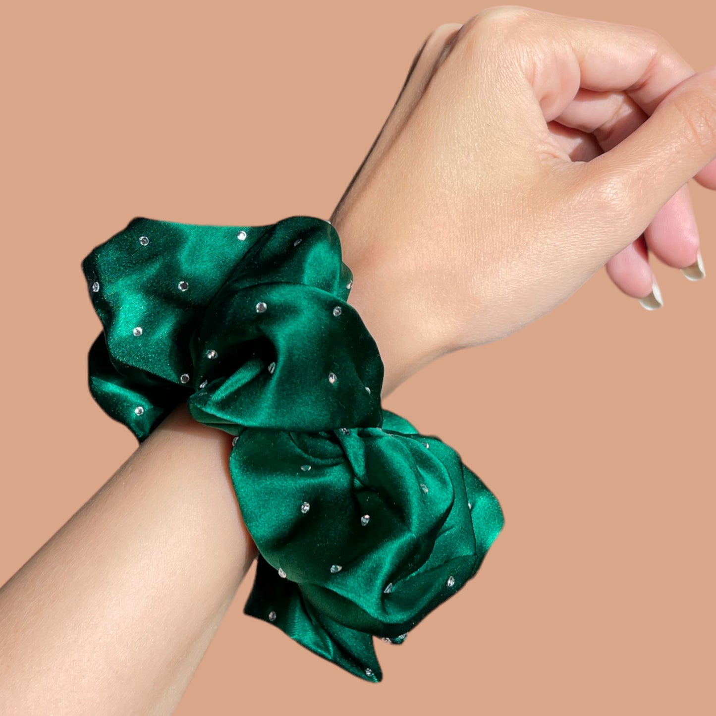 silk bling scrunchie EMERALD