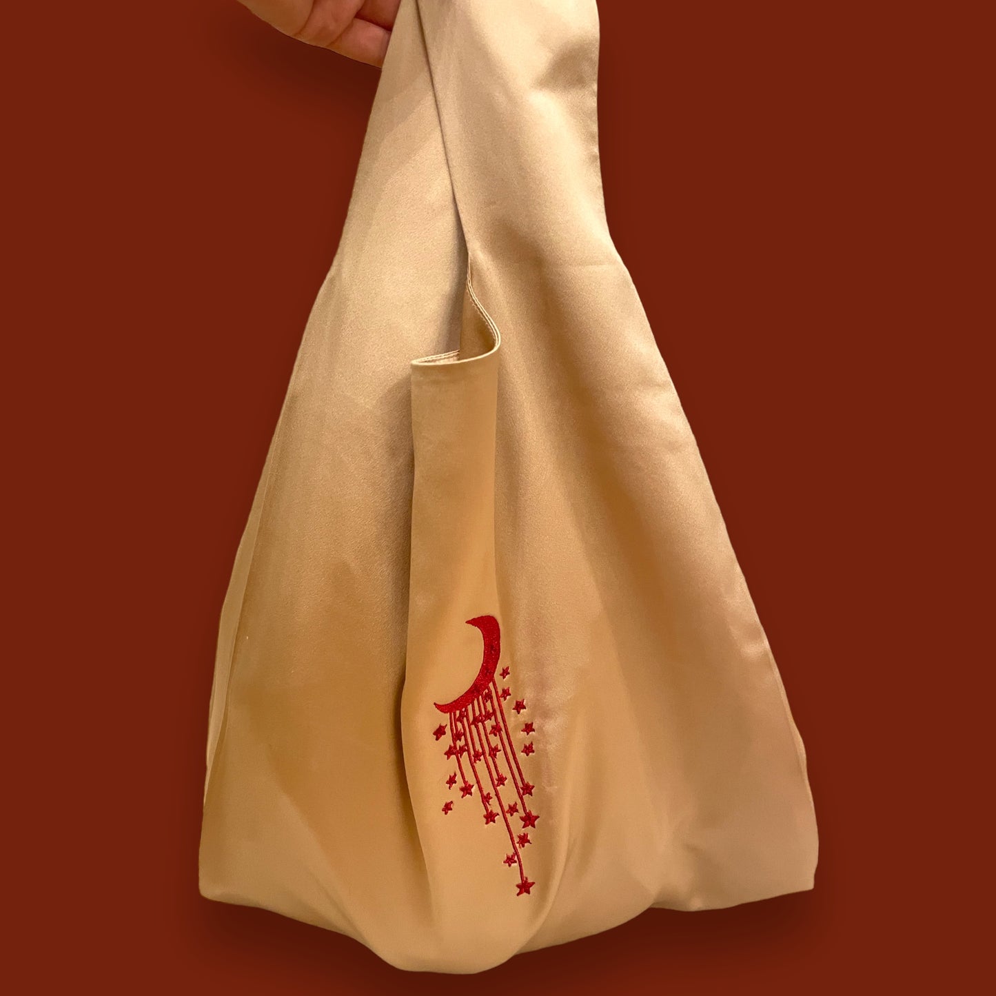 Silk tote bag CHAMPAGNE